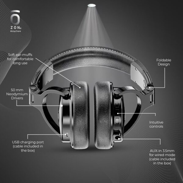 ZON ZH3 Wireless Bluetooth Over-The-Ear Headphone for Hi-Fidelity Music | 50Hrs Battery | - Image 4