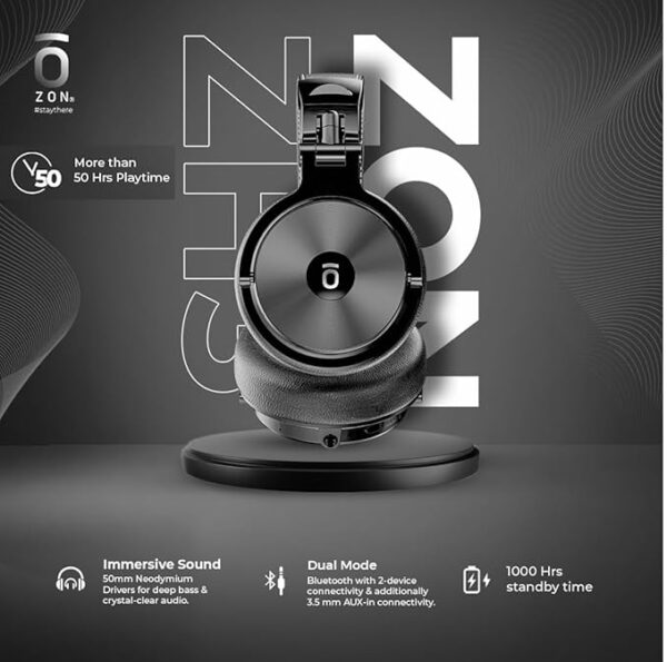 ZON ZH3 Wireless Bluetooth Over-The-Ear Headphone for Hi-Fidelity Music | 50Hrs Battery | - Image 2