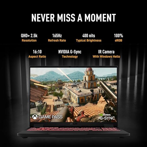 ASUS TUF A16,AMD Ryzen 9 8940HX, Gaming Laptop(RTX 5070-8GB/115W TGP/16GB/1TB /2.5K QHD+/16"/165Hz/90WHrs/Windows 11/M365 Basic (1Year)*/Office Home 2024/Jaeger Gray/2.2 Kg) FA608PP-QT014WS - Image 4