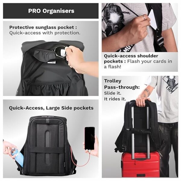 Gods GHOST X 25 ltr Anti Theft 15.6 inch Laptop Tech Backpack for Men, Women, Boys, Girls | Premium bags for Gift | Bike Riding Bag for College, Travel, Office, Flight luggage | Black - Image 4