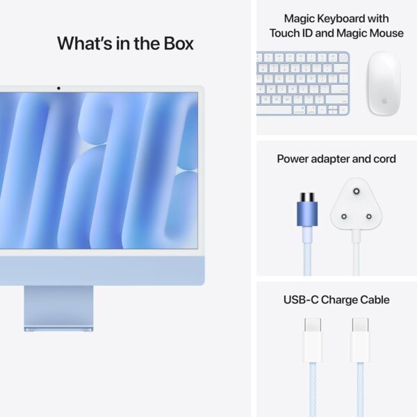Apple 2024 iMac All-in-One Desktop Computer with M4 chip with 10-core CPU and 10-core GPU: Built for Apple Intelligence, 60.96 cm (24″) Retina Display, 16GB Unified Memory, 256GB SSD Storage; Blue - Image 6