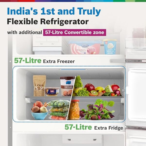 Bosch MaxFlex Convert 303L 3 Star Inverter Frost Free Triple Door Refrigerator (2023 model, CMC33S03NI, 8-in-1 Convertible, UV Protected Body Shield, VitaFresh Technology, Adaptive UI, Sparkly Steel) - Image 4