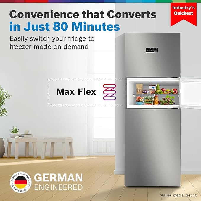 Bosch MaxFlex Convert 303L 3 Star Inverter Frost Free Triple Door Refrigerator (2023 model, CMC33S03NI, 8-in-1 Convertible, UV Protected Body Shield, VitaFresh Technology, Adaptive UI, Sparkly Steel) - Image 5
