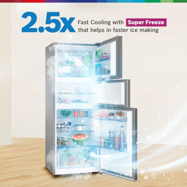 Bosch MaxFlex Convert 303L 3 Star Inverter Frost Free Triple Door Refrigerator (2023 model, CMC33S03NI, 8-in-1 Convertible, UV Protected Body Shield, VitaFresh Technology, Adaptive UI, Sparkly Steel) - Image 6