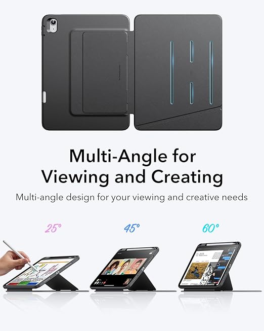 ESR for iPad (A16) 11th Generation Cover, iPad 11th/10th Gen Cover (2025/2022), Vertical Stand Case, Multi Stand Angles, Ultra-Stable Case with Pencil Holder, Flip Magnetic Series, Black - Image 4