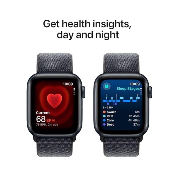 Apple Watch SE (2nd Gen, 2023) [GPS 40mm] Smartwatch with Midnight Aluminum Case with Ink Sport Loop. Fitness & Sleep Tracker, Crash Detection, Heart Rate Monitor, Retina Display - Image 5