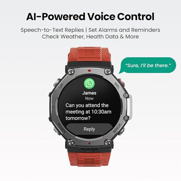 Amazfit T-Rex 3 Outdoor Rugged Military 48mm Smart Watch, Built in GPS, 27 Days Battery Life, Offline Maps, 2000 Nits Brightness, 10 ATM Water Resistance, AI Coach, for iOS & Android (Onyx) - Image 2