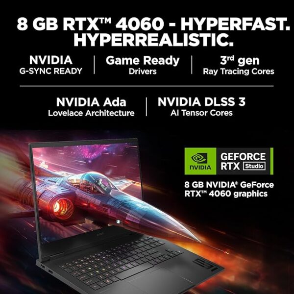 HP Smartchoice Omen AMD Ryzen 7 7840Hs, 8GB RTX 4060 (16GB DDR5, 1TB SSD) FHD, 165Hz, 300Nits, IPS, 16.1''/40.9cm, Win11, Office 21, Black, 2.32kg, Xd0020ax, RGB kb, Tempest Cooling, AI Gaming Laptop - Image 2